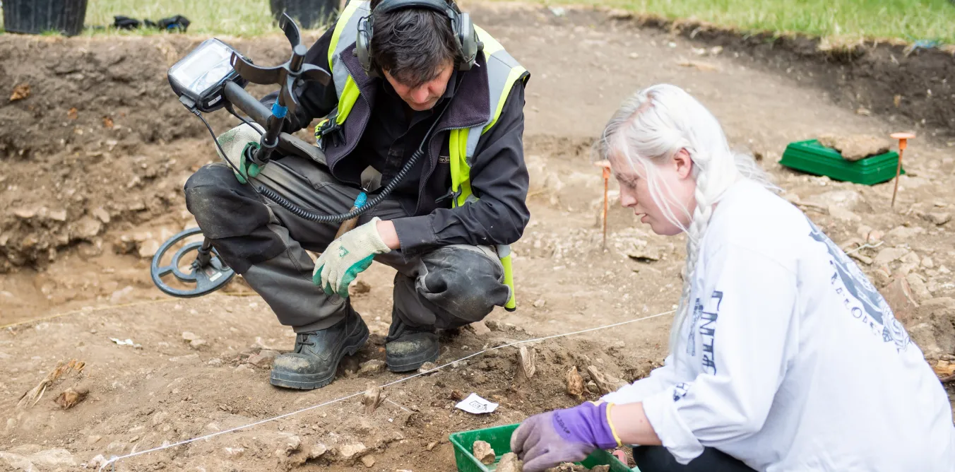 Students working outside at Bishop Grosseteste University