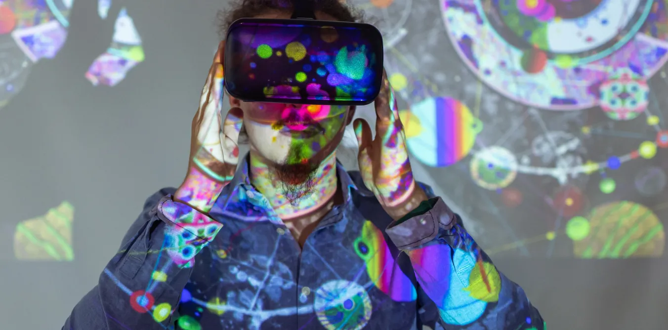 Photo of person using virtual reality headset