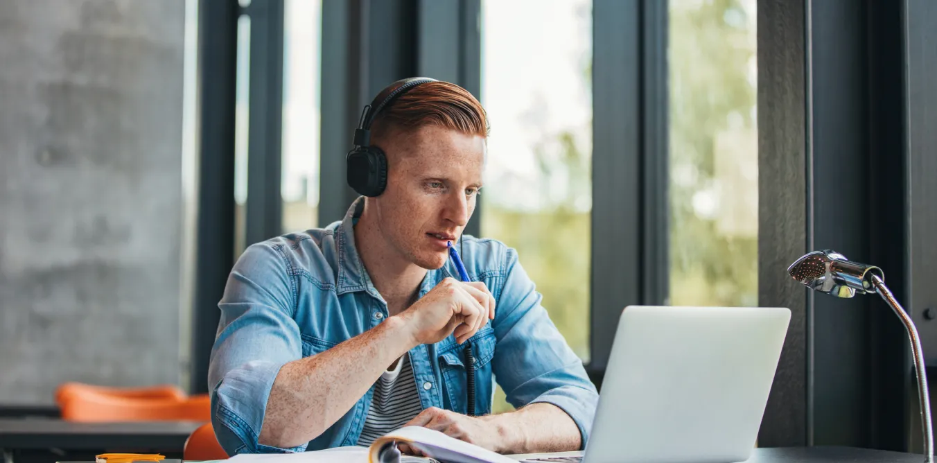 Student with headphones