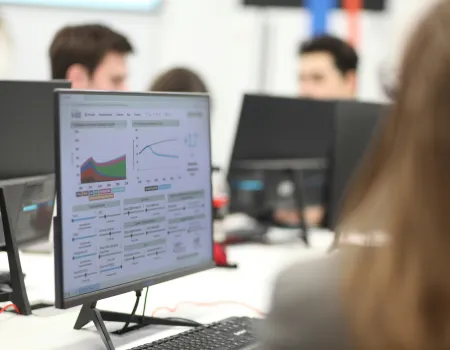 Desktop screen showing data and charts