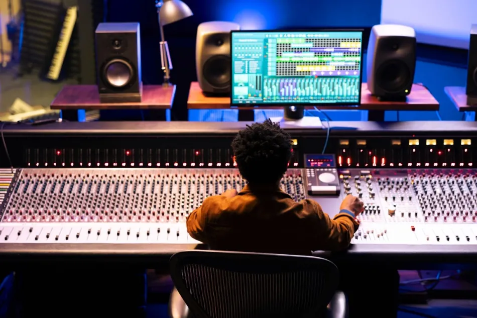 music production student working