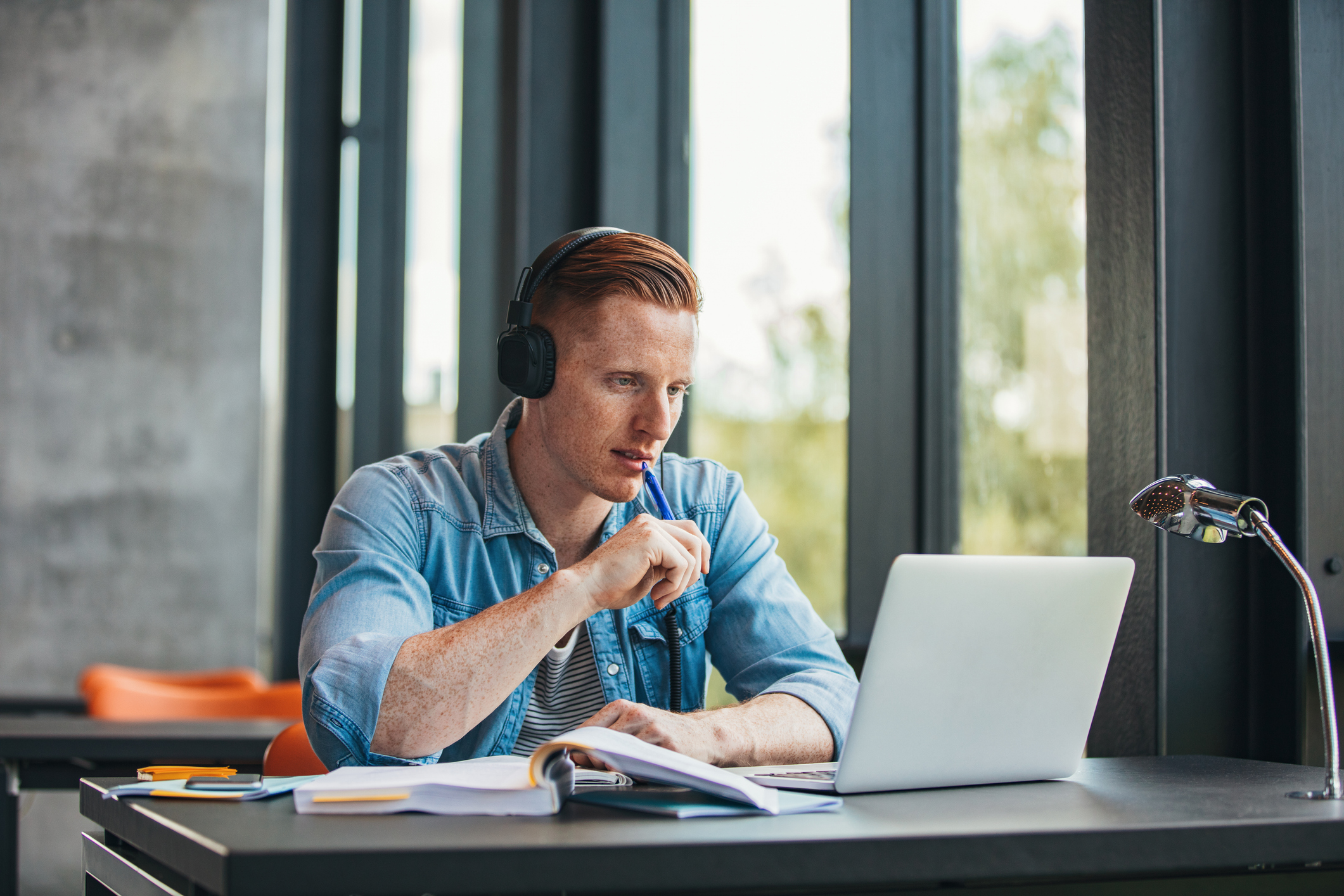 Student with headphones