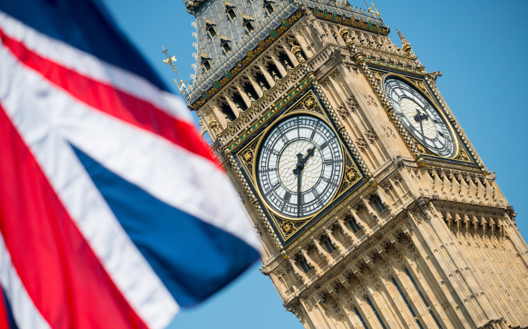 British flag and Elizabeth Tower